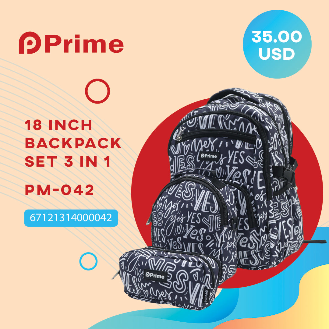 (NET) Prime Backpack Set Of 3 Pcs / PM-042