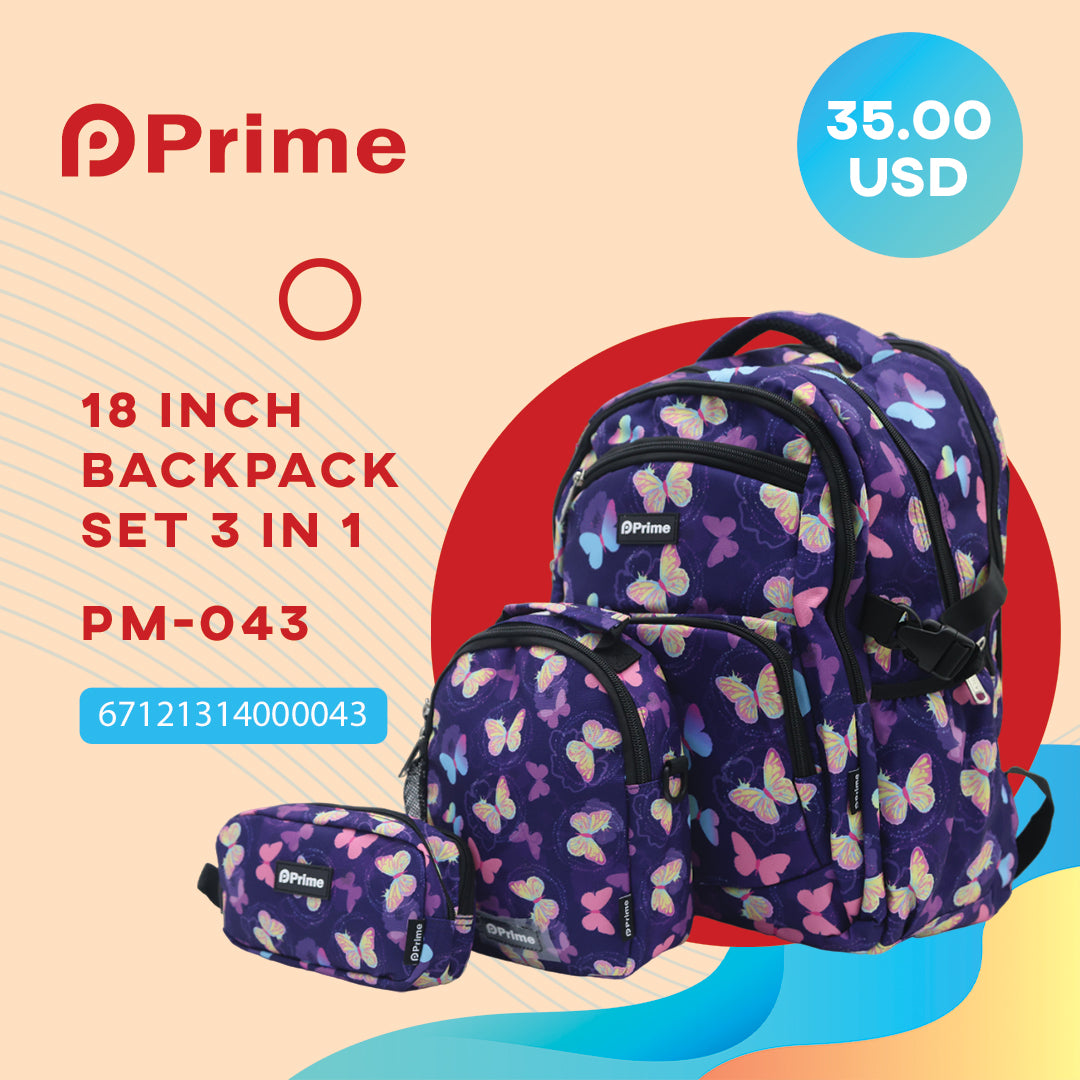 (NET) Prime Backpack Set Of 3 Pcs / PM-043