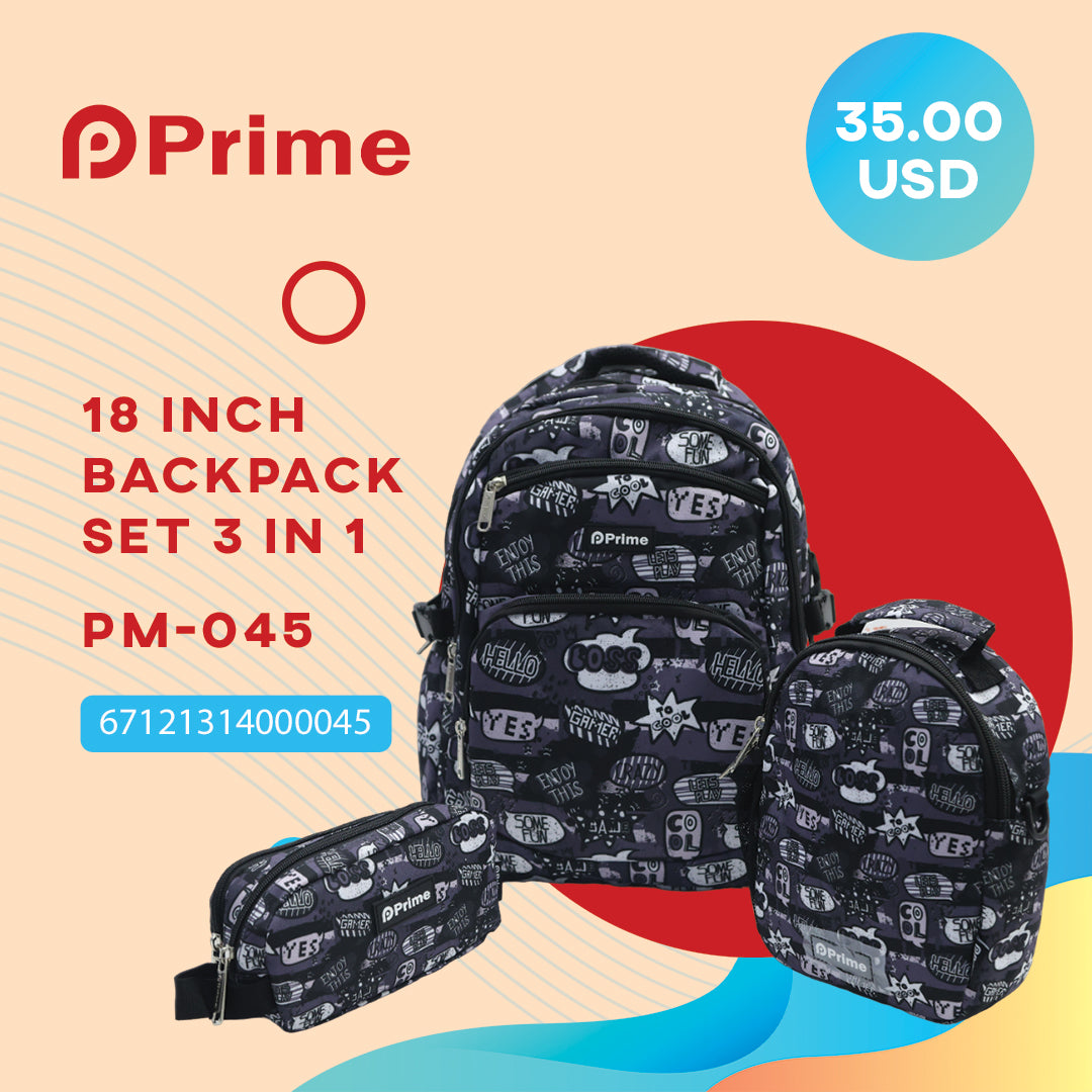 (NET) Prime Backpack Set Of 3 Pcs / PM-045