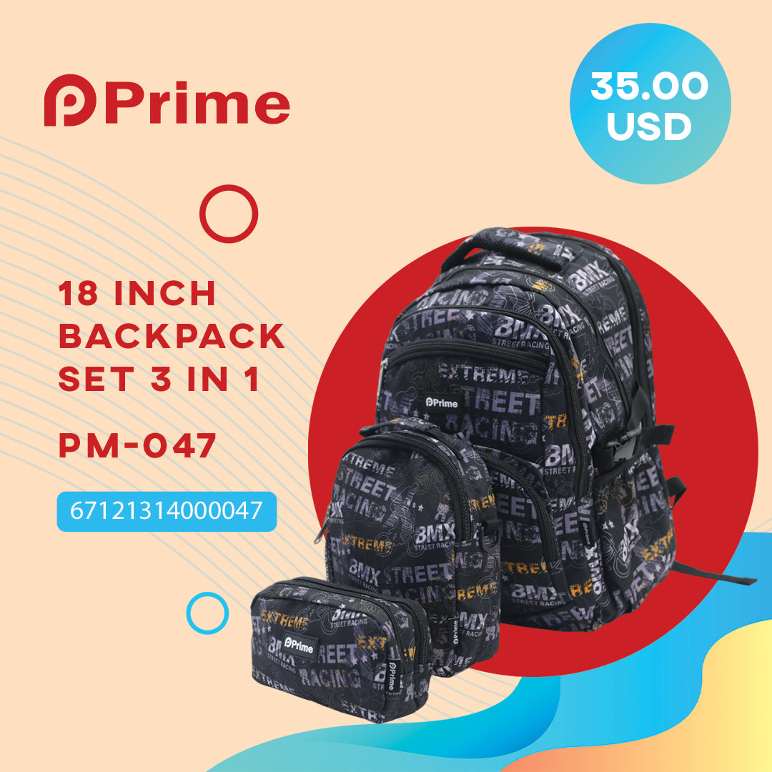 (NET) Prime BackPack Set Of 3 Pcs / PM-047