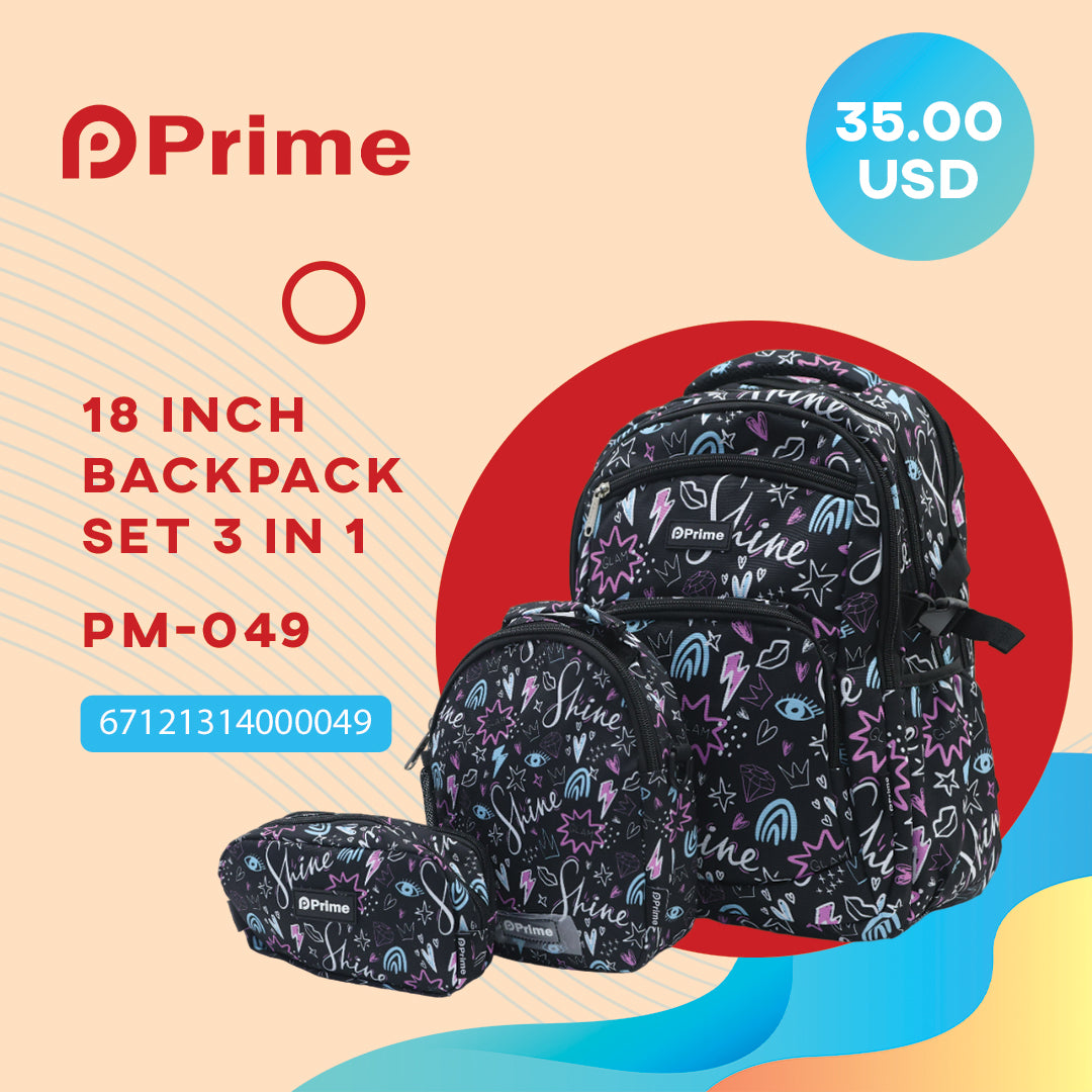 (NET) Prime Backpack Set Of 3 Pcs / PM-049