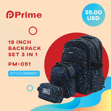 (NET) Prime Backpack Set Of 3 Pcs / PM-051