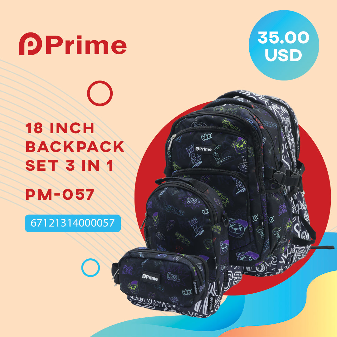 (NET) Prime Backpack Set Of 3 Pcs / PM-057