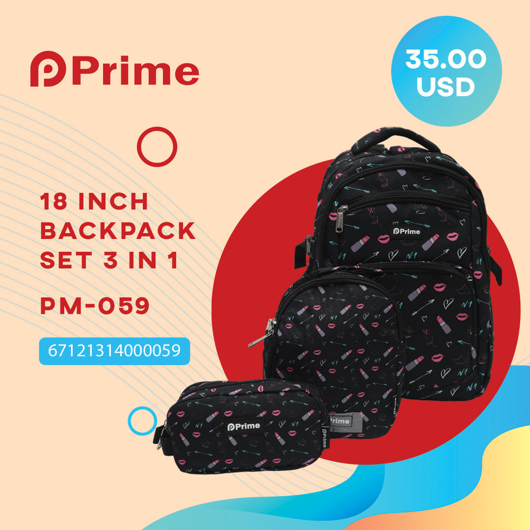 (NET) Prime Backpack Set Of 3 Pcs / PM-059