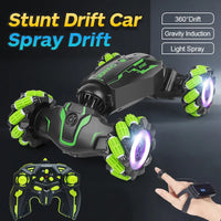 (Net) RC Stunt Car 2.4G Watch Gesture Sensor Control Deformable Car All-Terrain Auto-demo with Spray Light Music Remote Control Toy