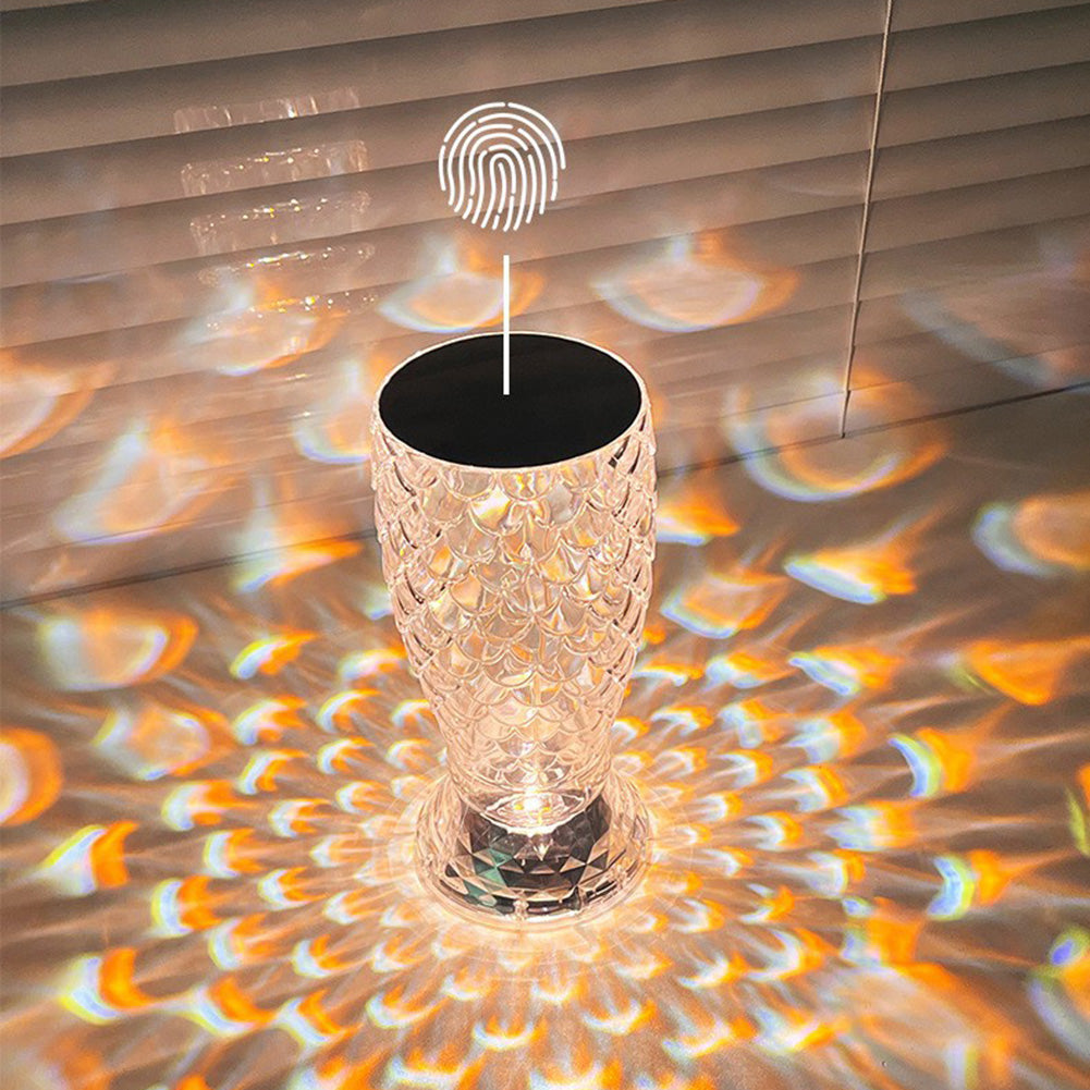 (NET) Crystal Lamp Fish Scale Lamp  LED Rechargeable Touch Night Light  Home Decor Creative Lights