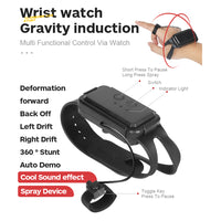 (Net) RC Stunt Car 2.4G Watch Gesture Sensor Control Deformable Car All-Terrain Auto-demo with Spray Light Music Remote Control Toy