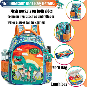 (NET) New Style School Bags Boys Astronautr Backpack School Bookbag for Boys Kids School Dinosaurs Kids Backpack  set 3 pcs / 11401-3