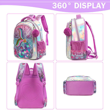 (NET) Mermaid backpack for girls backpack with lunch box Set 3 pcs / 11517-3