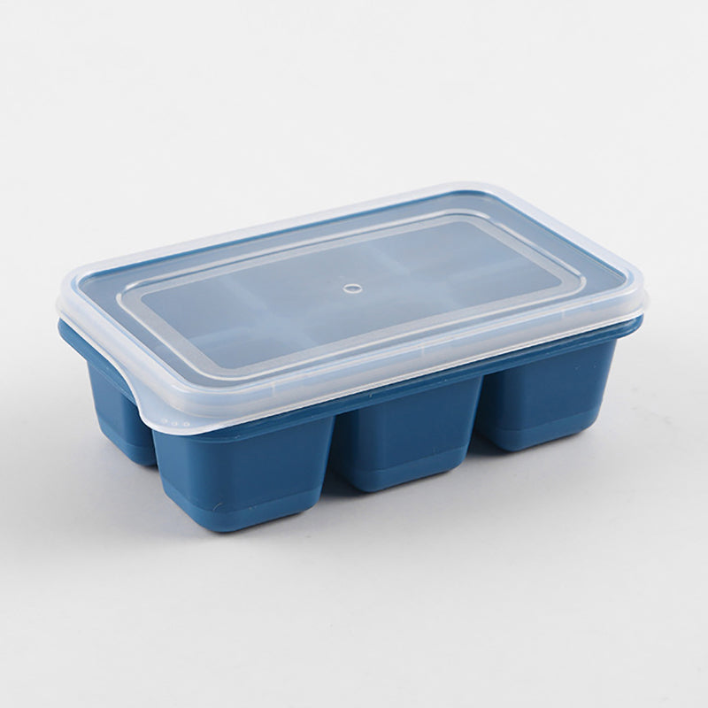 6 Grids Silicone Ice Cube Mould with Lid DIY Soft Bottom Tray