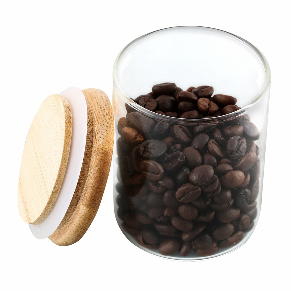 Glass Jar With Bamboo Lid Sealed Candy Snacks Storage Jars 8.5 x 15 cm / 842182 / KC23-219-1