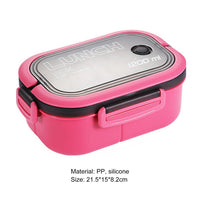 2 Layer Grid Lunch Box Portable Hermetic Children Student Bento Box With Fork Spoon Leakproof Microwavable For School Lunch Box / KR-605