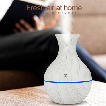 Household Wood Vase Rechargeable Ultrasonic Mute Colorful Humidifier Spray