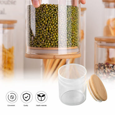 Glass Jar With Bamboo Lid Sealed Candy Snacks Storage Jars 8.5 x 20 cm / 42144