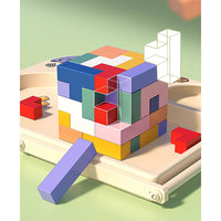 Wooden Tetri Game Console Children Multi-function Educational Logic Three-dimensional Puzzle Puzzle Building Toy