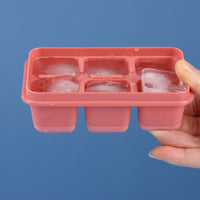 6 Grids Silicone Ice Cube Mould with Lid DIY Soft Bottom Tray