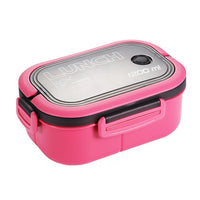 2 Layer Grid Lunch Box Portable Hermetic Children Student Bento Box With Fork Spoon Leakproof Microwavable For School Lunch Box / KR-605