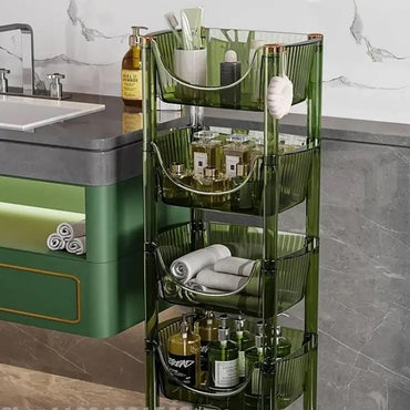(Net) Olive Multi-3-Layers Shelf Kitchen Rack - Movable Condiment and Snack Organizer