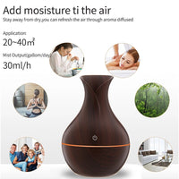 Household Wood Vase Rechargeable Ultrasonic Mute Colorful Humidifier Spray