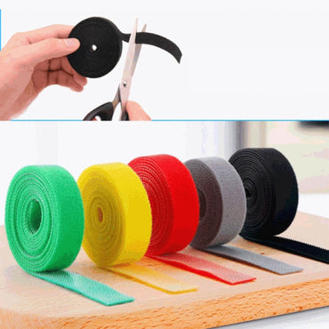 (net) Self Adhesive Reusable Cable Tie Wire Straps Tape 1cm x 1 Meter 6 Pcs