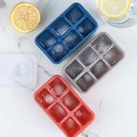 6 Grids Silicone Ice Cube Mould with Lid DIY Soft Bottom Tray