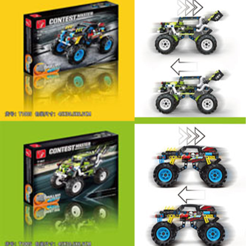 Technical Pullback Racing Blocks for Kids, Monster Truck, Speed, Super Car, Gift Toy