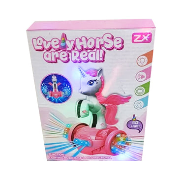 (Net) Unicorn Stunt Tricyle Toy Lights and Sound