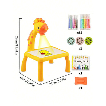 Giraffe Kid Painting Drawing Table LED Projector Toy