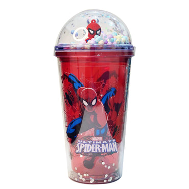 (NET) Spider Man Plastic Cup With Straw 450 ML