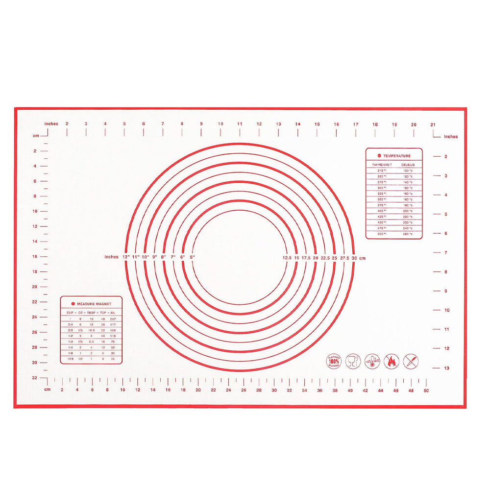 (NET)  Non-Stick Non-Slip Silicone Dough Mat Perfect Dough Straightening Mat with Reusable Scales