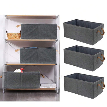 Cationic Steel Frame Storage Box, Foldable Portable Cloth Clothes Organizer Basket 40x28x18 cm