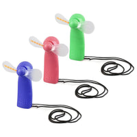 Portable Mini Handheld Cooling Fan Colorful LED Light Battery Power With Strap