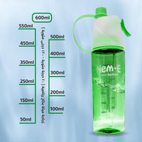 (NET) Sports Water Bottle Misting Sports Water Bottle Easy Clean PC Cup Body with Handle 600 ML