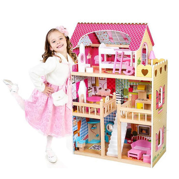 (Net) Wooden Doll House with furniture