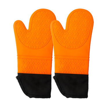 Extra Long Silicone Oven Mitts, Heat Resistant Oven Gloves Waterproof Flexible Pot Holders Heavy Duty Oven Mitts for Kitchen / KR-021
