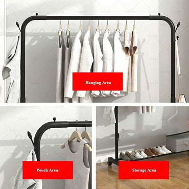 Single Pole Retractable Hanger Clothes Horse - White Color / TM0060