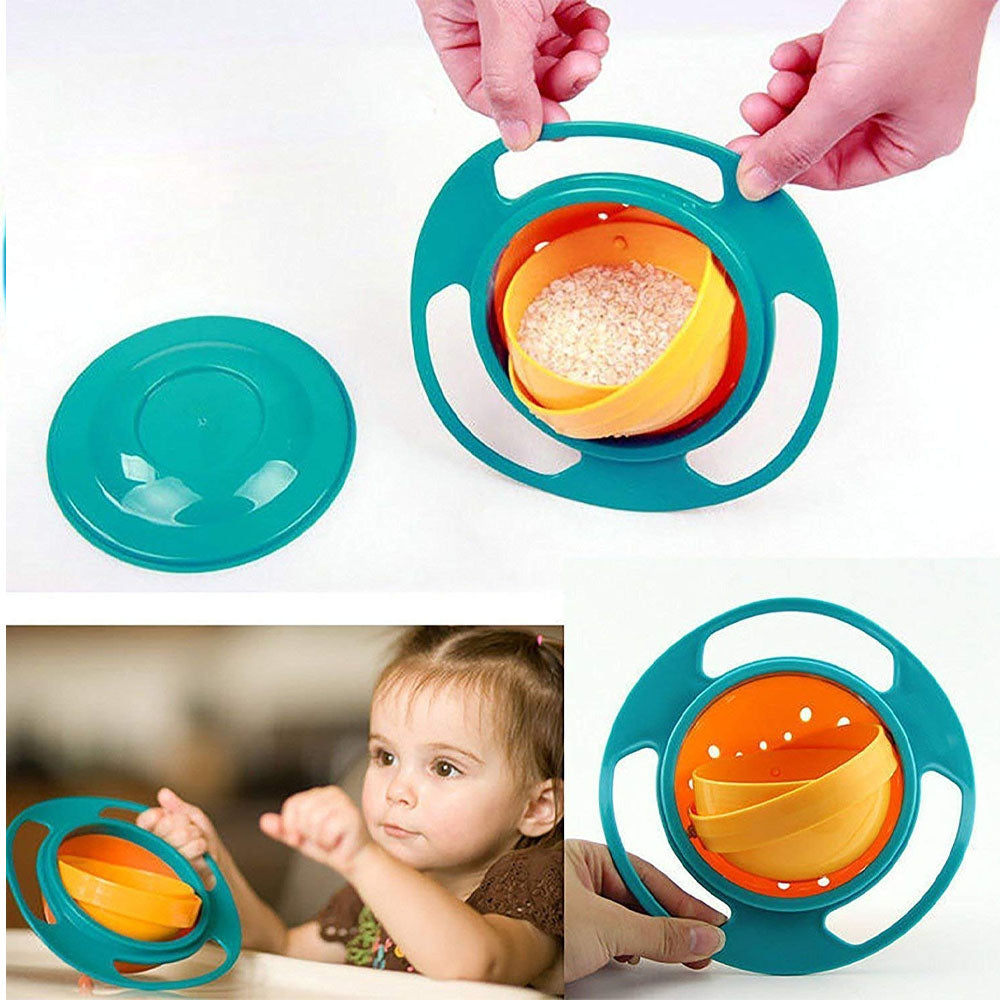 Baby Bowl Kids Rotation Smooth 360 Degrees Dining Entertaining Anti Spill Bowl