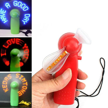Portable Mini Handheld Cooling Fan Colorful LED Light Battery Power With Strap