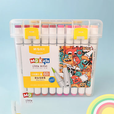 (NET) M&G Soft Brush Double-Tip Round Marker / 60 colors
