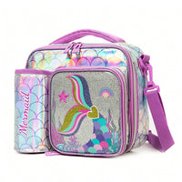 (NET) Mermaid Pink Kids Lunch Bag Cute Polyester Tote Bag