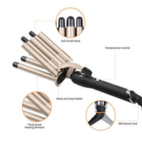 (Net) Curling Iron Hair Wave Curler Temperature Adjustable Four Barrels Hair Iron Hair Waver Iron Ceramic Tourmaline Crimper Hair Iron With Dual Voltage / XR-8832