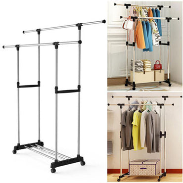 Double Pole Telescoplc Clothes Rack Clothes Horse / 903
