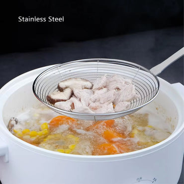 (net) Wooden and stainless steel skimmer strainer pot