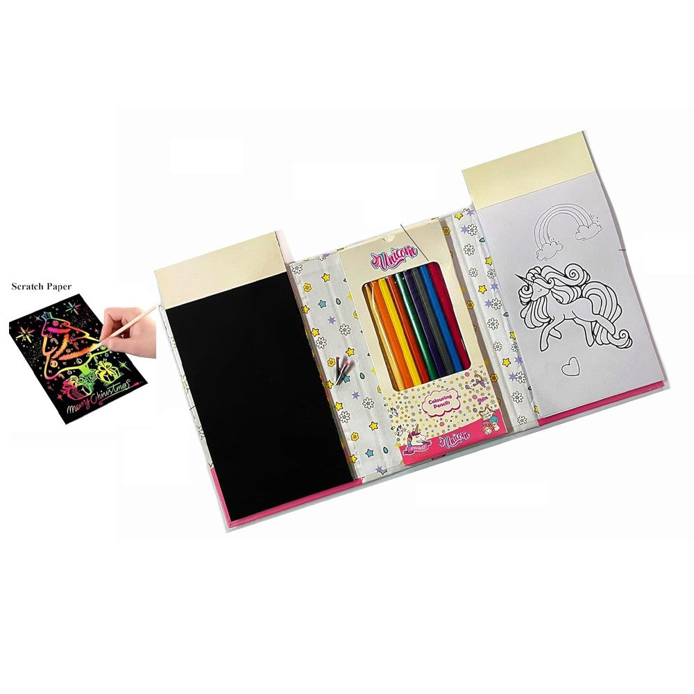 Coloring Book Printing Book Set With 8 Pencil Magic Scratch Art Note Book and Stencil For Kids