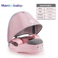 (Net) Baby Solid Float with Removable UPF 50+ UV Sun Protection Canopy Safety Aquatics Floating Ring Fit Infant Toddler