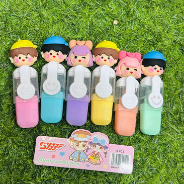 Cute Doll Highlighter Pen Pack Of 6 Pcs / SY-709-12