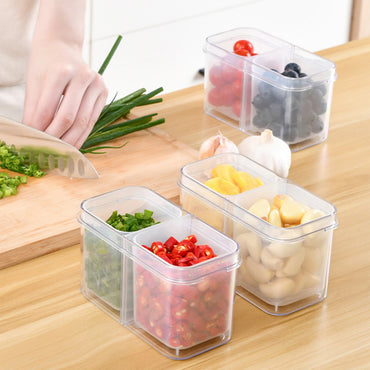 (Net) Fruit and Vegetable Storage Container for Fridge Fresh Produce Saver Container BPA-Free Refrigerator Organizer Bins with Lids and Drain Basket
