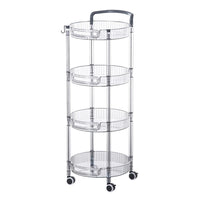 (Net) Transparent 4 Layers Rolling Storage Cart - Versatile Organizer with Wheels & Handle