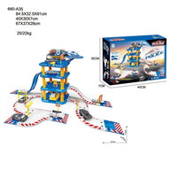 100PCS Kids DIY Parking Slot Toy - Alloy City Parking Lot with 2 Alloy Cars and 1 Aircraft