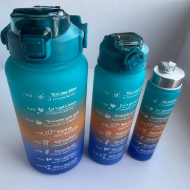 (NET) Gradient Plastic Cup Water Cup Portable Set 3 Pcs